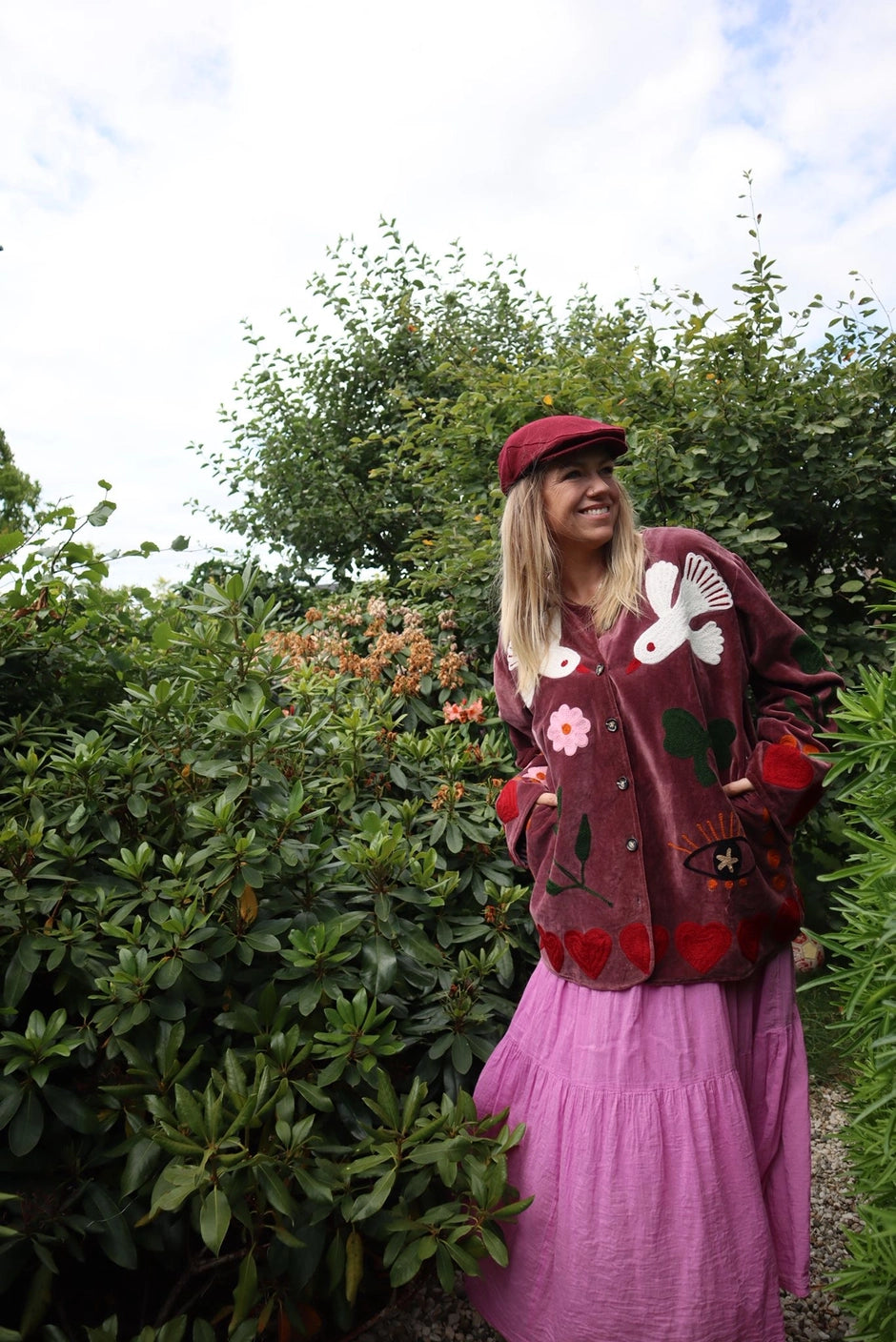 GIACCA VELLUTO RICAMATO - MALVA