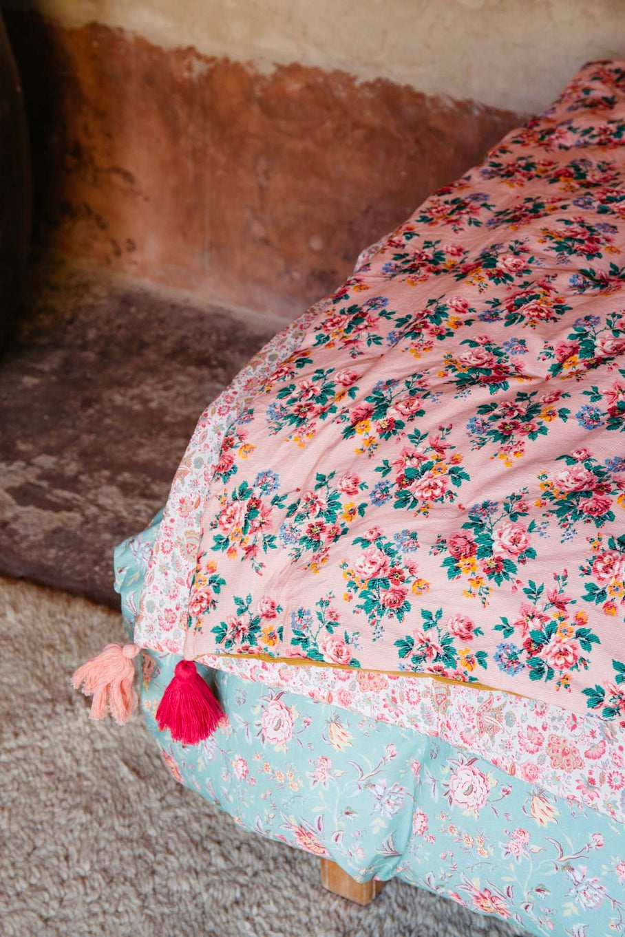 PLAID - fiori - giallo - rosa - verde