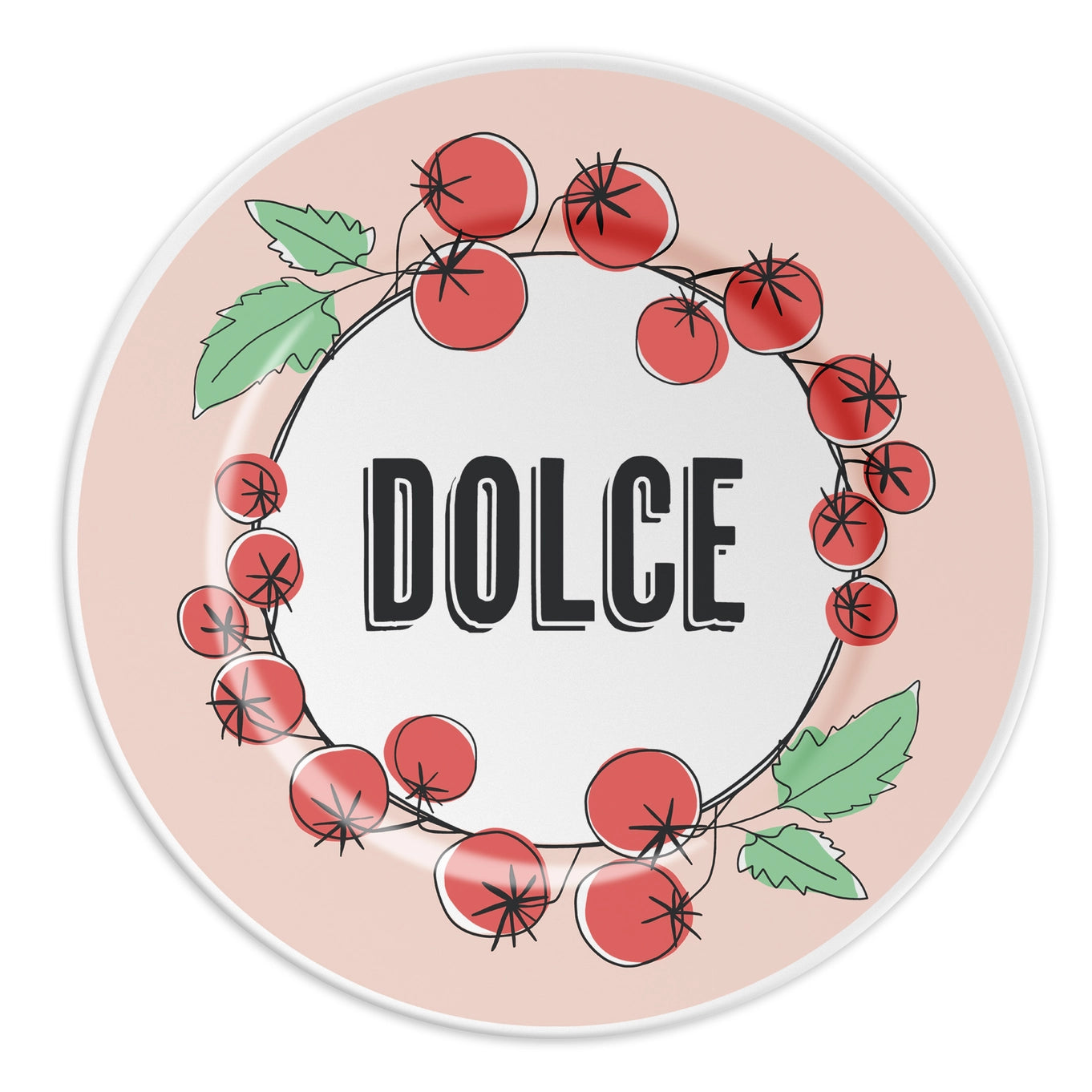 Piattino in porcellana con scritta - DOLCE
