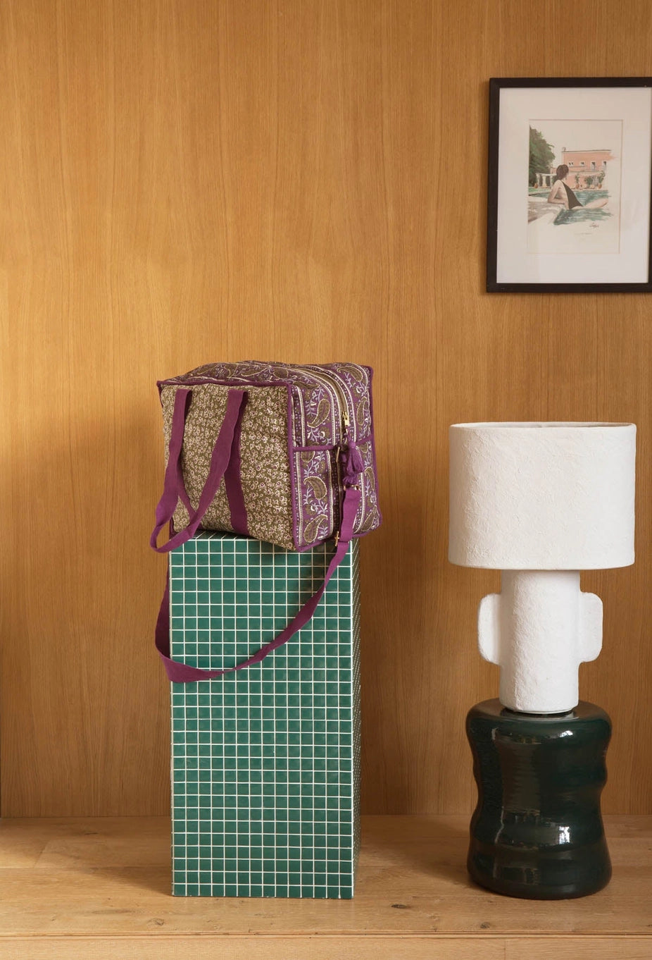 BORSA da viaggio 36 ore - fiori - kaki - viola