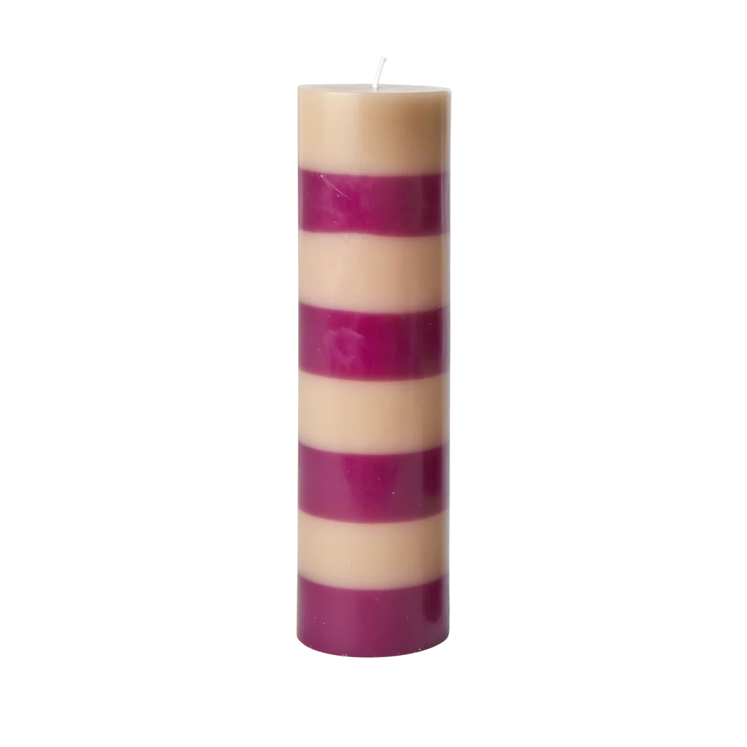 Candela Extra Grande - Righe Sabbia e Burgundy