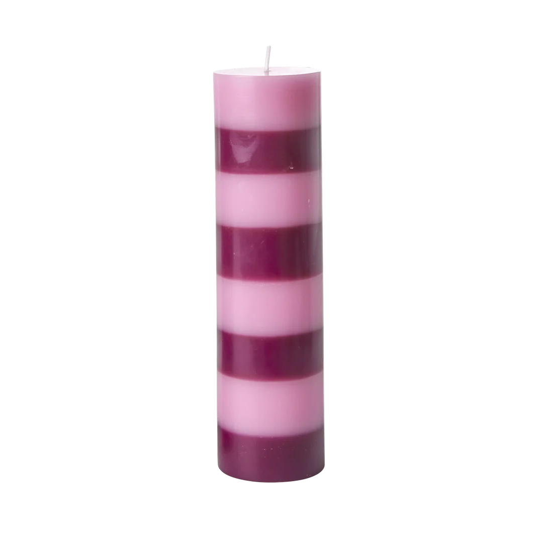 Candela Extra Grande - Righe Rosa e Burgundy