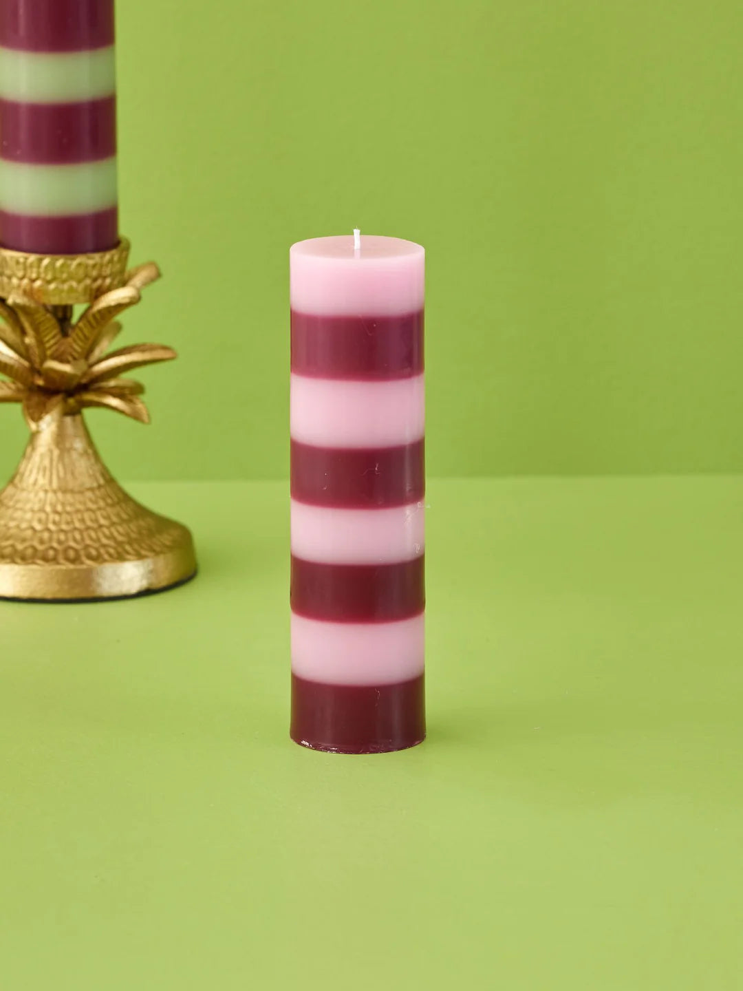 Candela Extra Grande - Righe Rosa e Burgundy