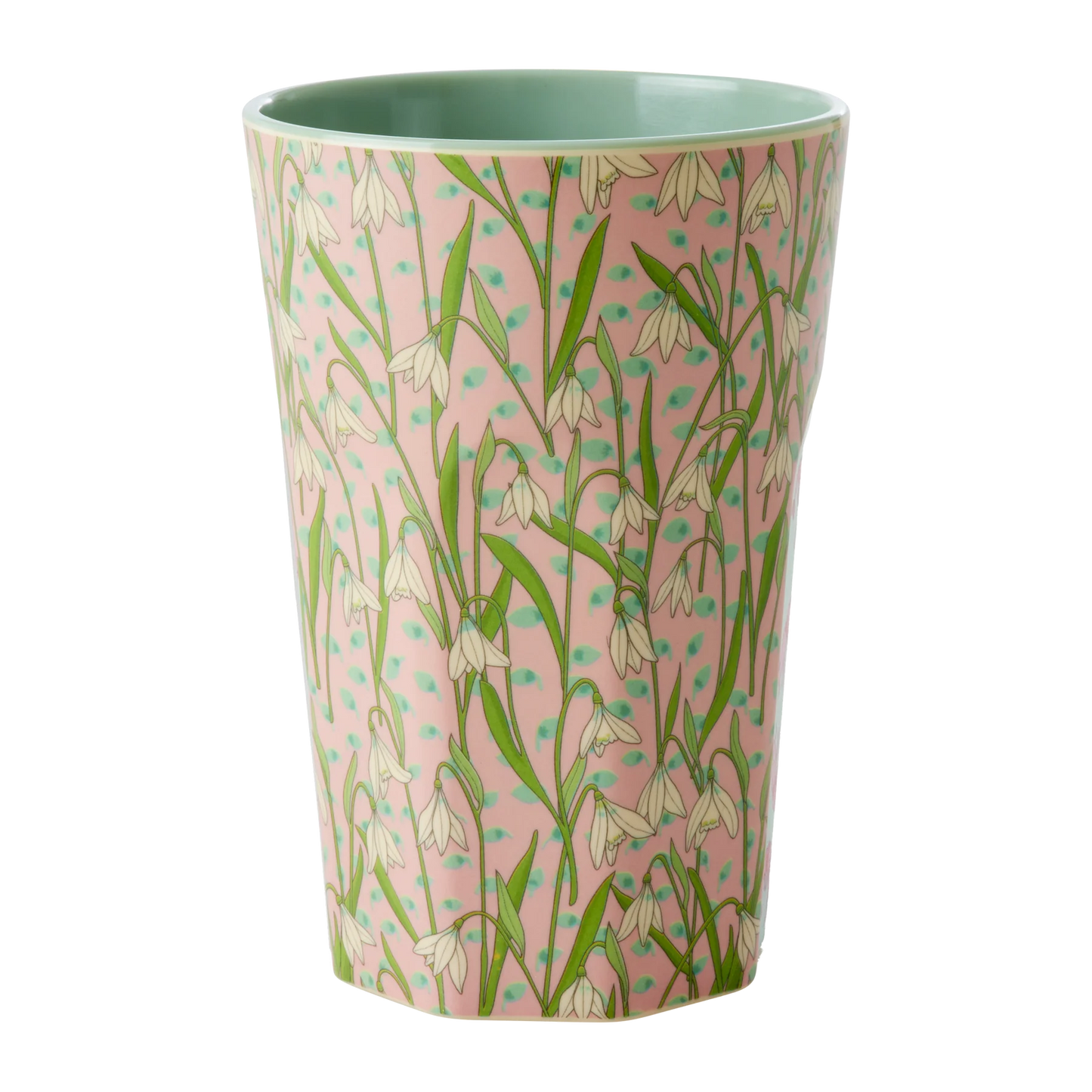 Tazza Alta in MELAMINA - Base rosa e stampa fiori