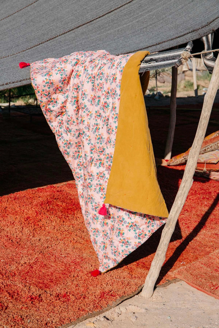 PLAID - fiori - giallo - rosa - verde