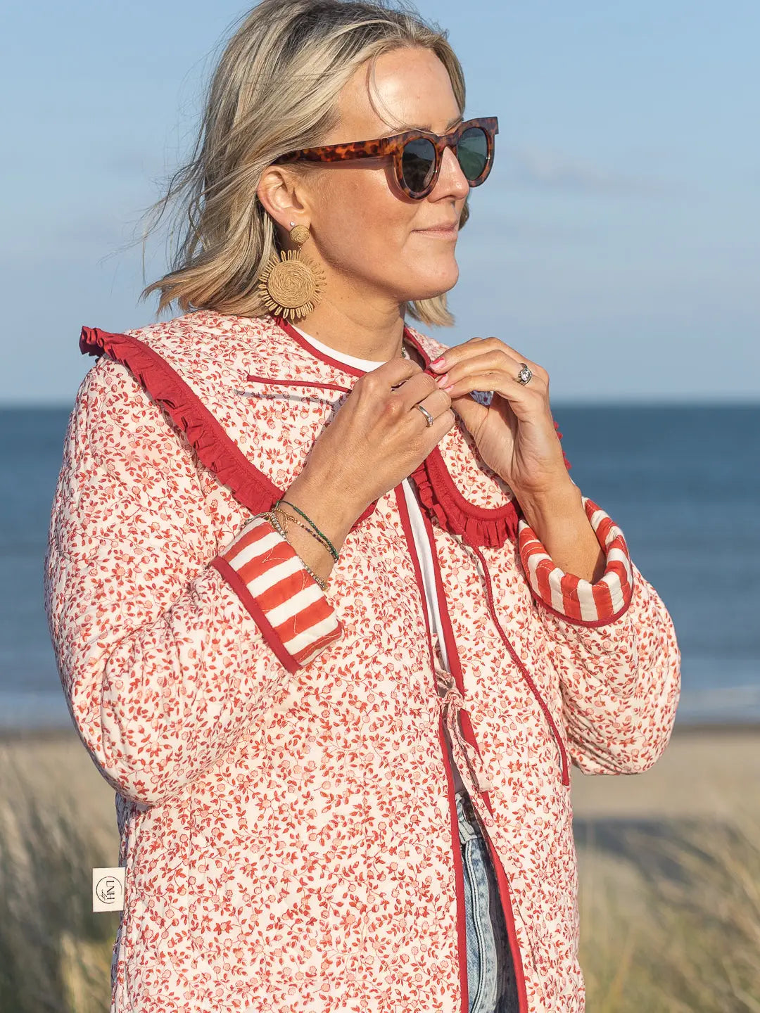 Giacca trapuntata - Red Stripe con colletto