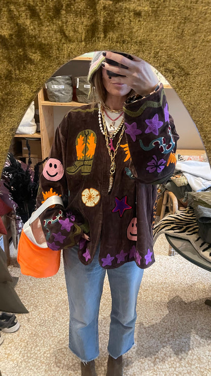 GIACCA VELLUTO RICAMATO - CHOCOLATE