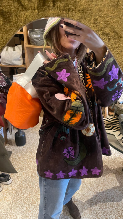 GIACCA VELLUTO RICAMATO - CHOCOLATE