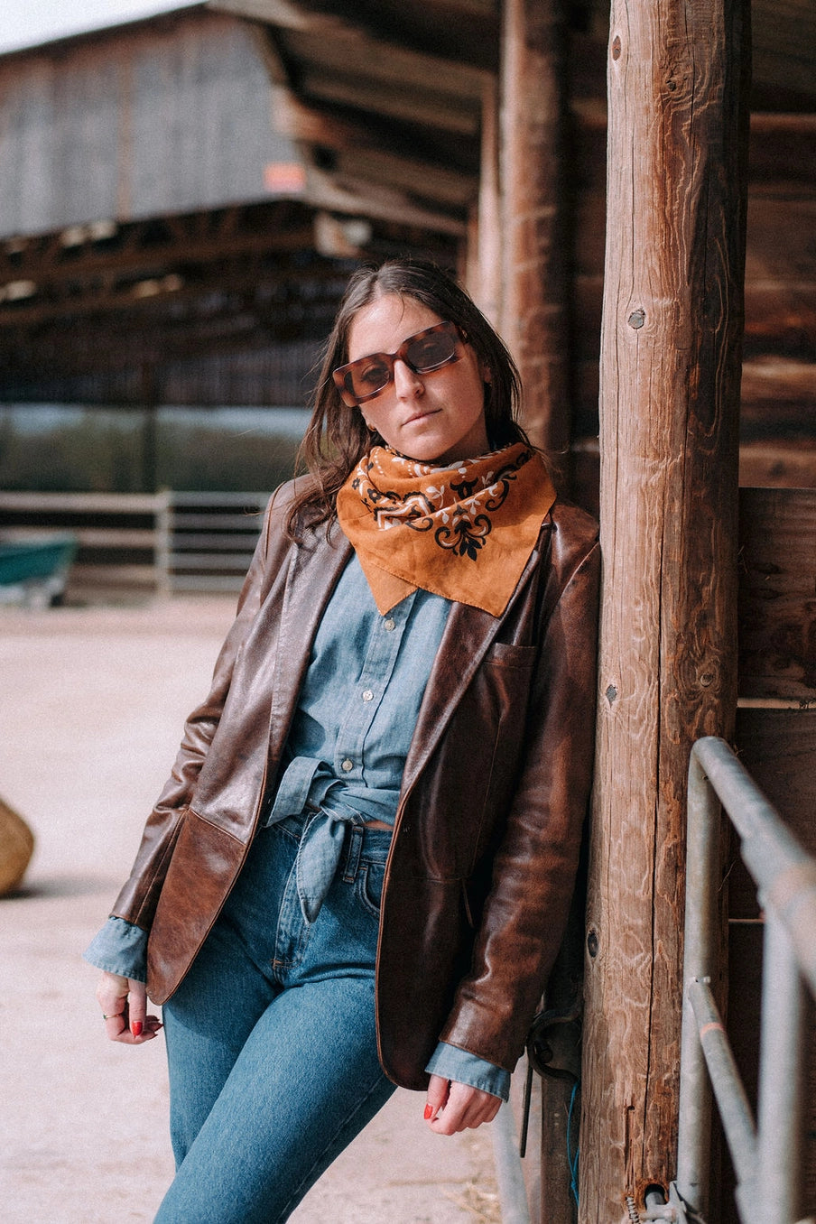 Foulard Stampa Bandana - Caramello