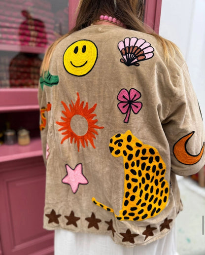 GIACCA VELLUTO RICAMATO - BEIGE&MULTICOLOR