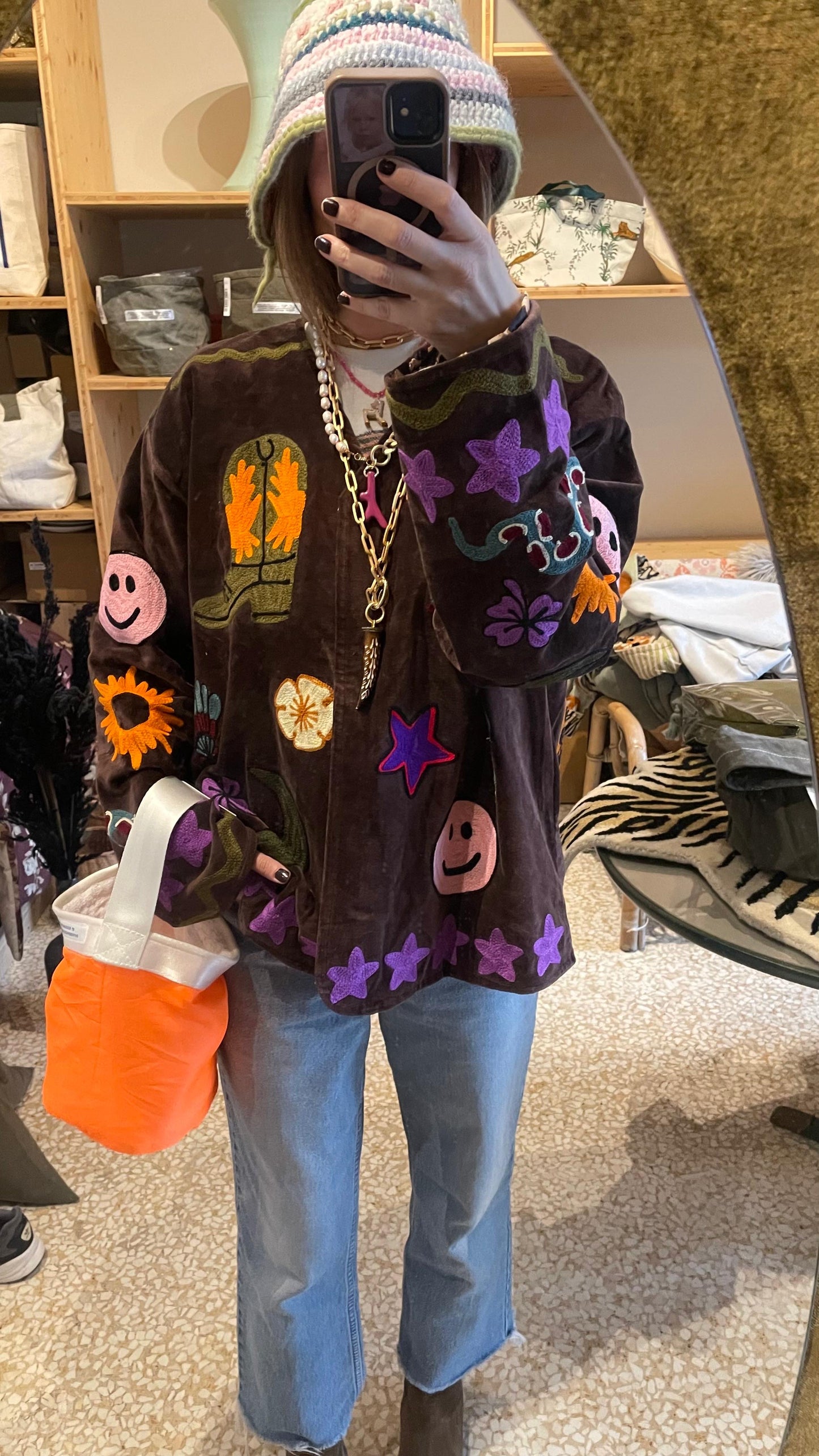 GIACCA VELLUTO RICAMATO - CHOCOLATE