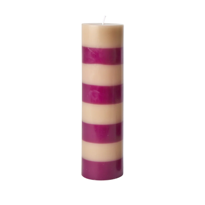 Candela Extra Grande - Righe Sabbia e Burgundy