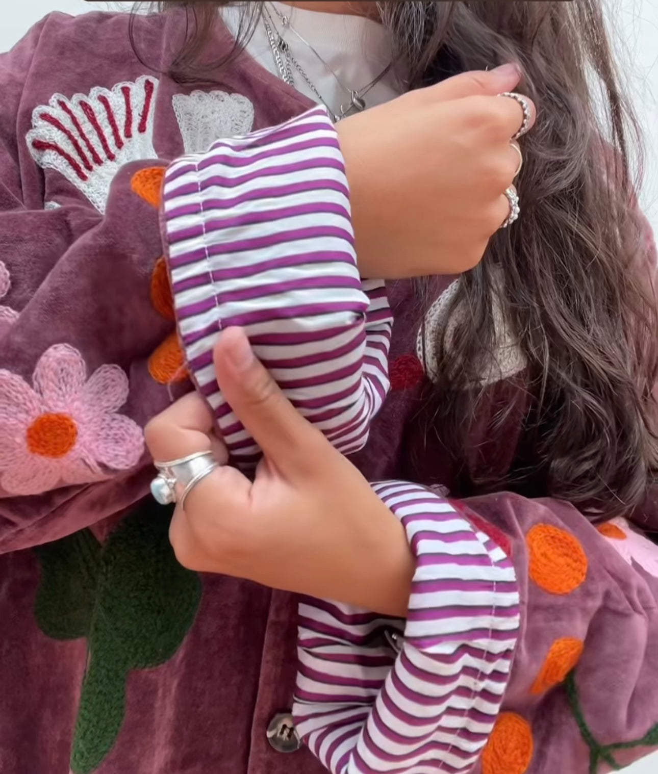 GIACCA VELLUTO RICAMATO - MALVA