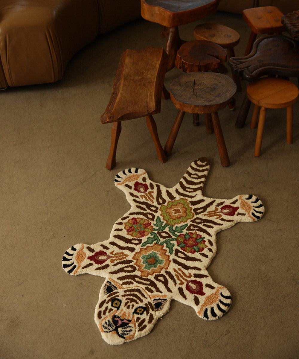 Tappeto Animale Tigre con fiori - Piccolo