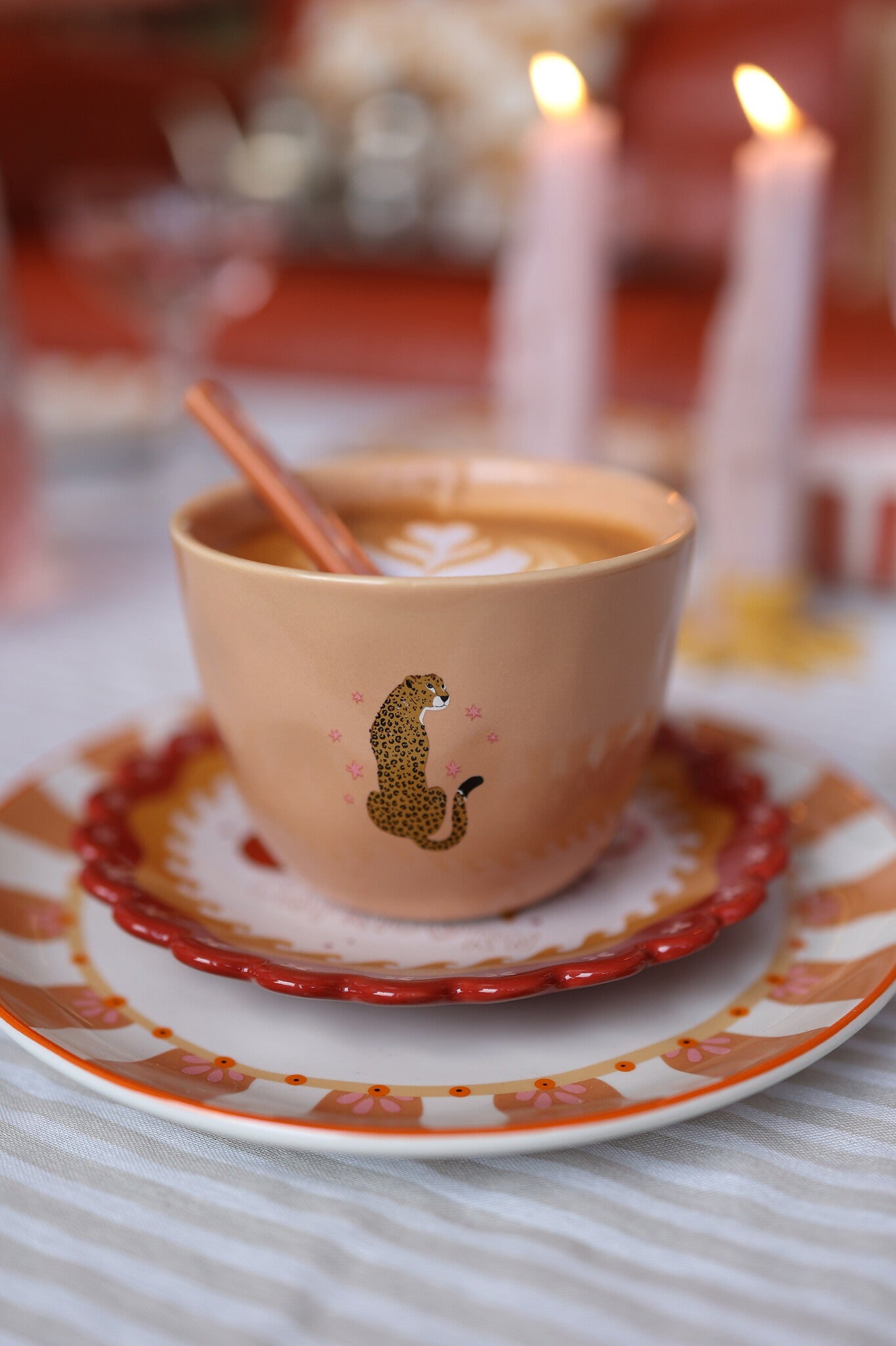 TAZZA - Large Peach Cup Leopard