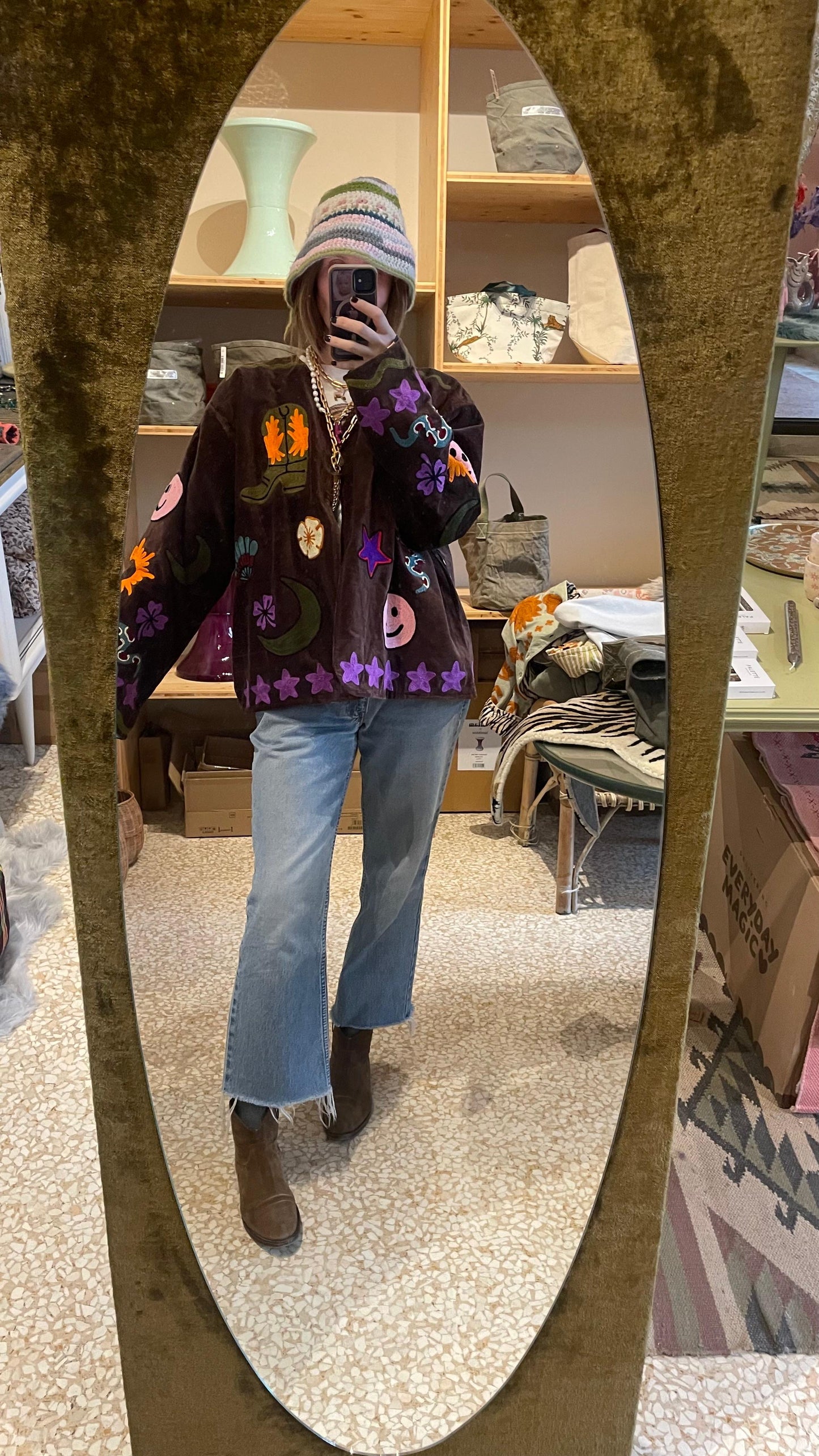 GIACCA VELLUTO RICAMATO - CHOCOLATE