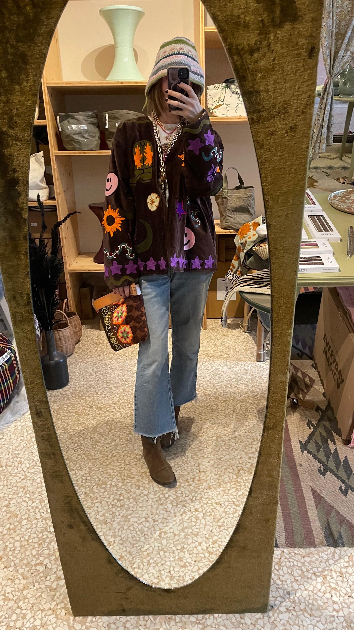 GIACCA VELLUTO RICAMATO - CHOCOLATE